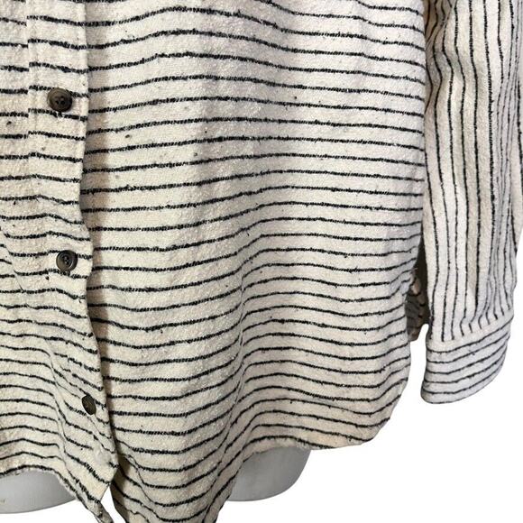 Madewell Flannel Oversized Ex Boyfriend Button Down Shirt Mick Stripe Ivory sz M - Picture 7 of 16